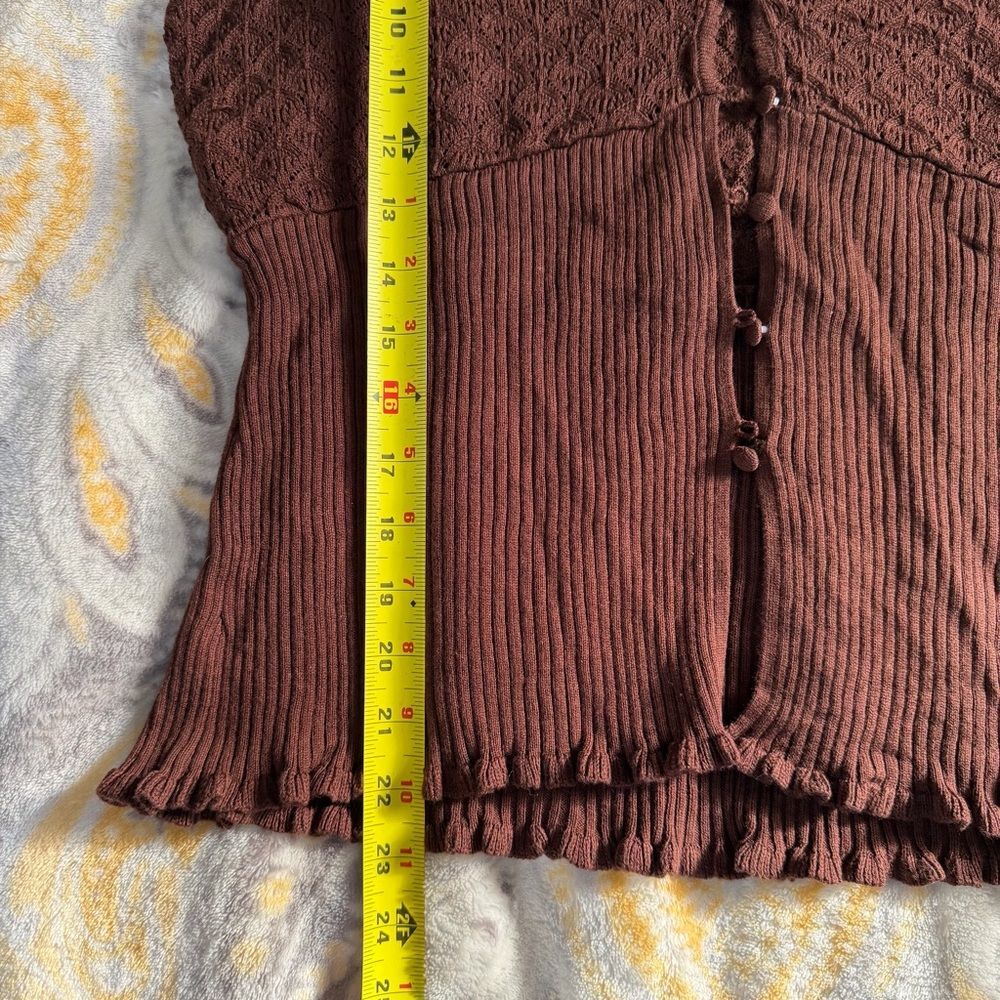 House of Harlow 1960 Brown knit v neck button up tank size large - Picture 3 of 4